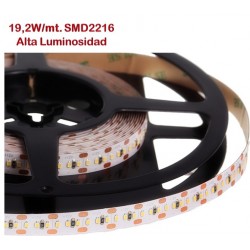 Tira LED 5 mts Flexible 12V 96W 1200 Led SMD 2216 IP20 Blanco Cálido, Serie Profesional